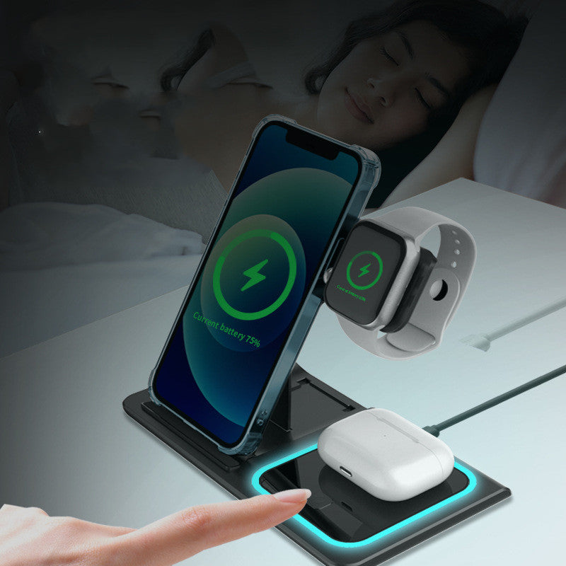 Three-in-one Wireless Charger Electrical Foldable Double Wire Ambience Light — view 4