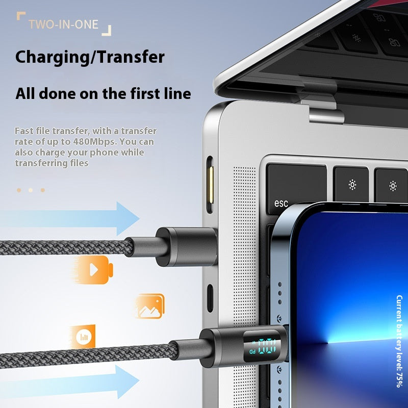 Digital Display Double Type-C Fast Charging Mobile Phone Data Cable — view 3