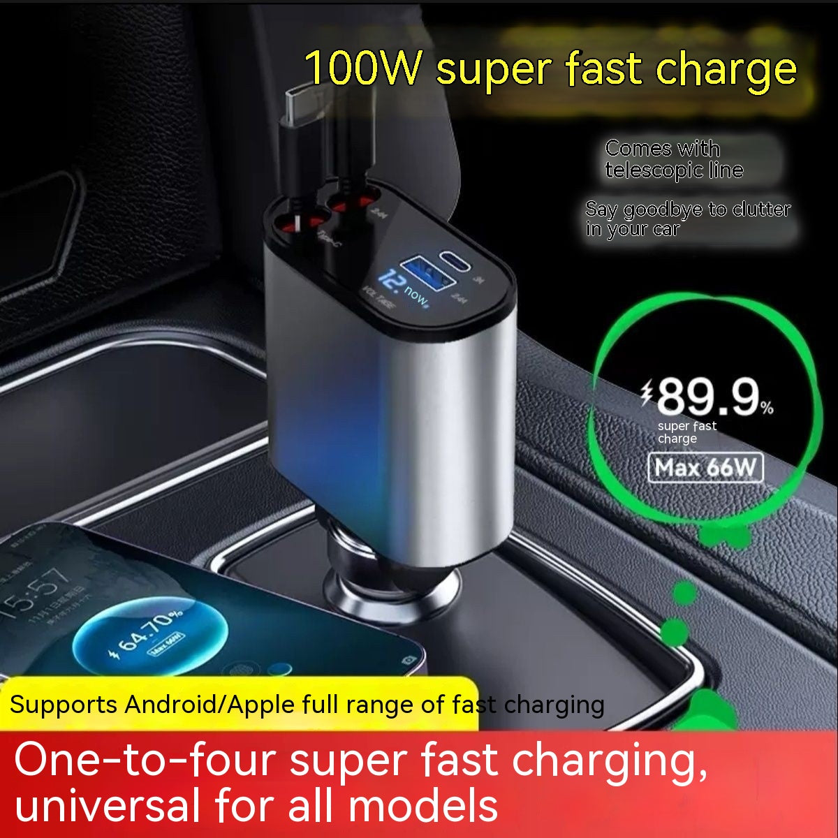 Automatic Retractable Charger Universal One-to-four Super Fast Conversion Plug