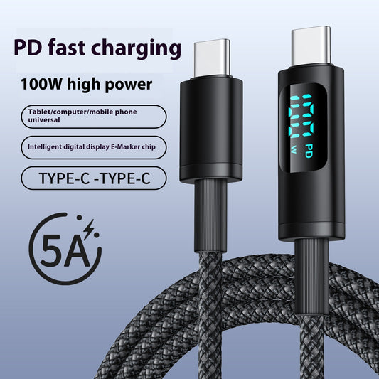 Digital Display Double Type-C Fast Charging Mobile Phone Data Cable