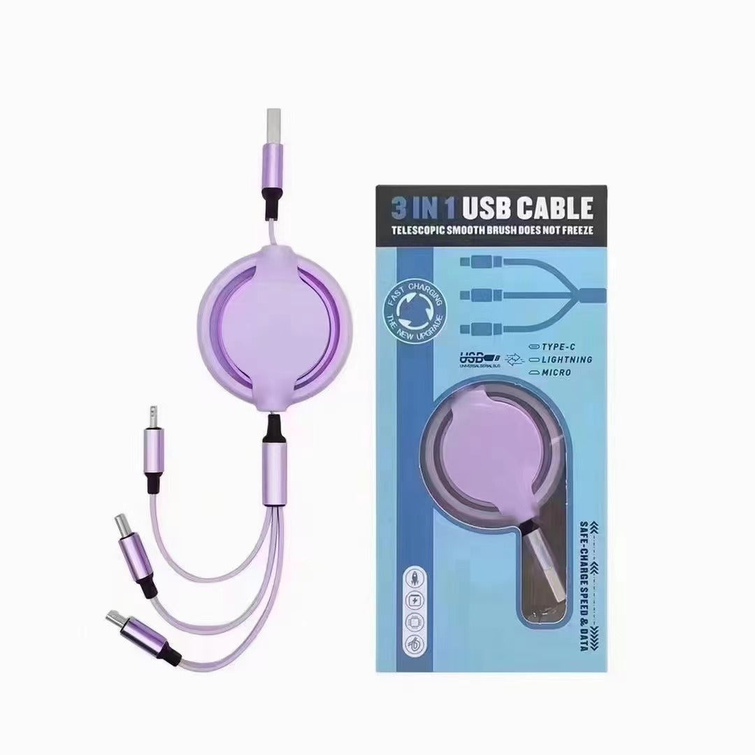 Three-in-one Mobile Phone Data Cable, Free Switching of Interfaces — view 3
