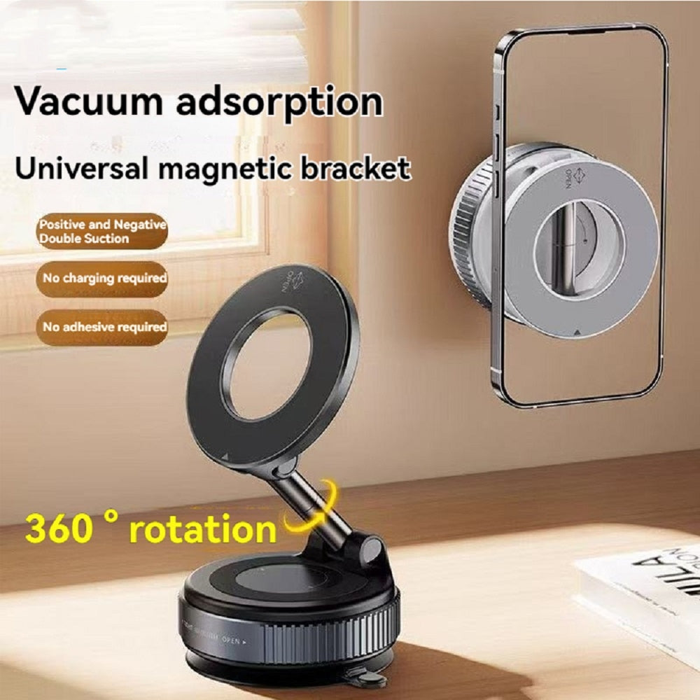 Magnetic Phone Holder with Vacuum Suction Foldable Adjustable Car Mount Bracket