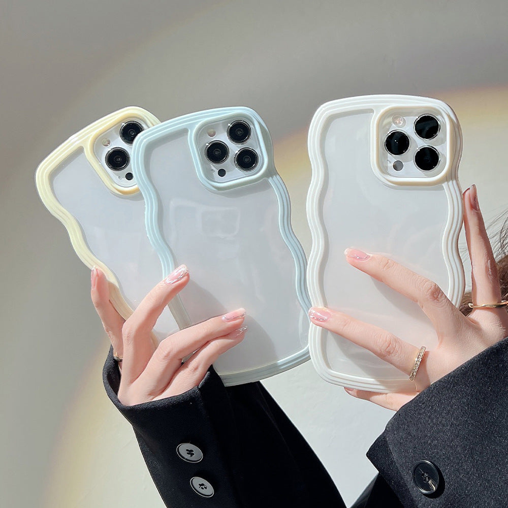 Wave Border Mobile Phone Case Solid Color Simple Candy — view 3
