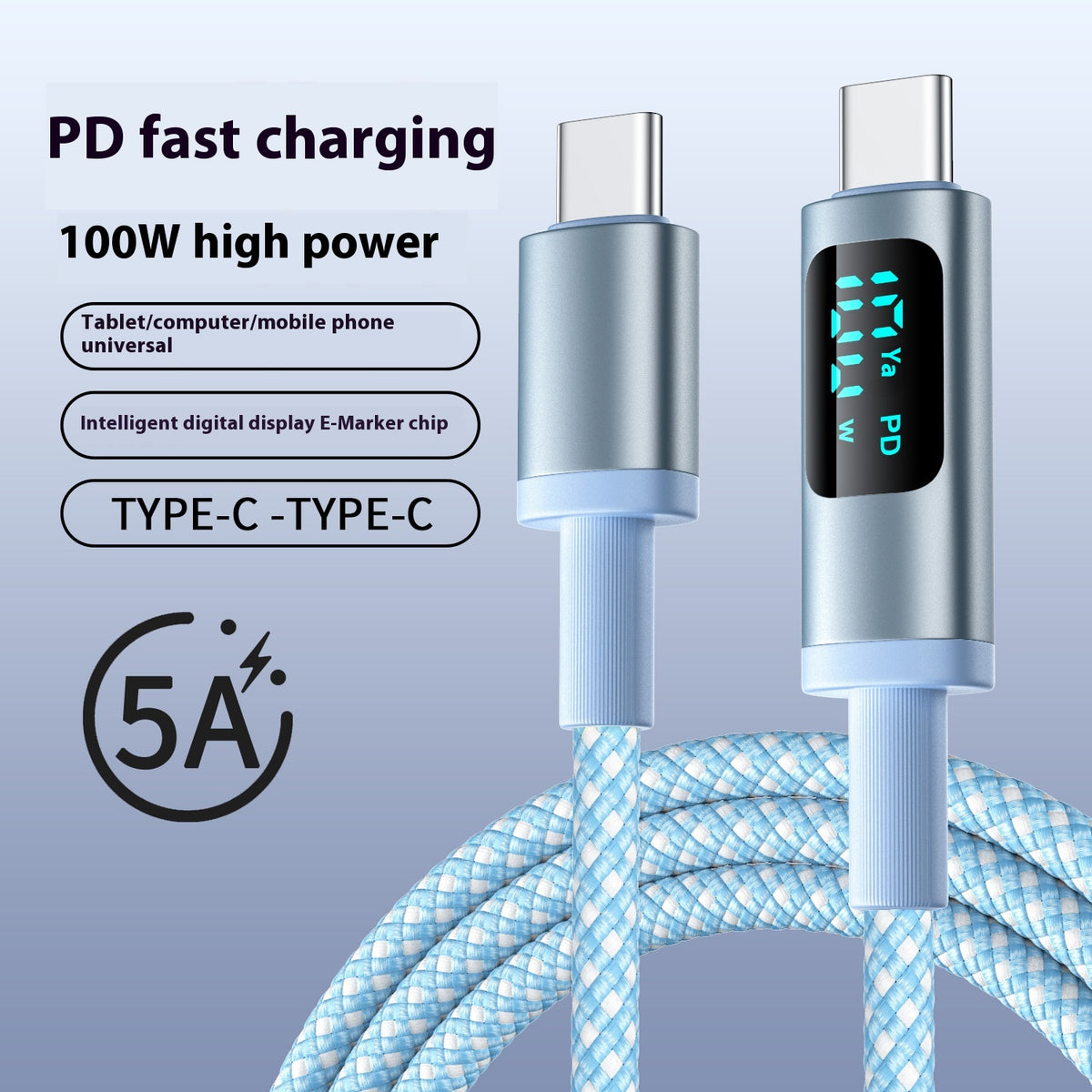 Digital Display Double Type-C Fast Charging Mobile Phone Data Cable — view 6