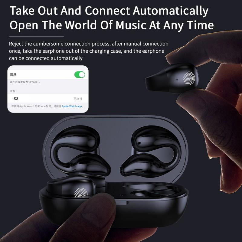 Ear Clip Bone Conduction Headphone Bluetooth 5.2 HIFI Wireless Earphone Touch — view 6