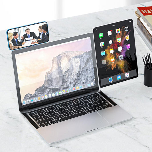 Laptop Phone Holder, Adjustable Side Mount Clip, Magnetic Monitor Computer — view 2