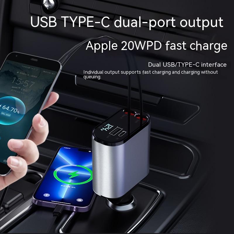 Metal Car Charger 100W Super Fast Charging Car Cigarette Lighter USB and Type-C — view 2