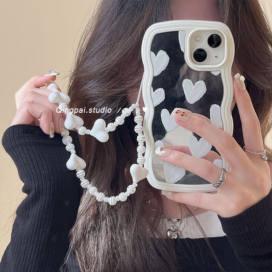 Wavy Edge Mirror Love Suitable for Phone Case Silicone All-pack