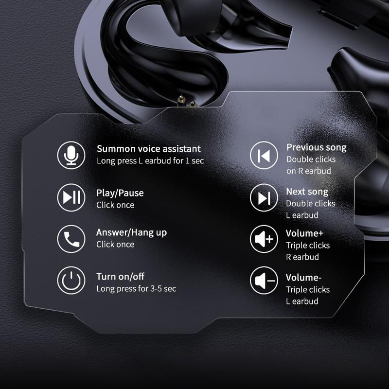 Ear Clip Bone Conduction Headphone Bluetooth 5.2 HIFI Wireless Earphone Touch — view 5