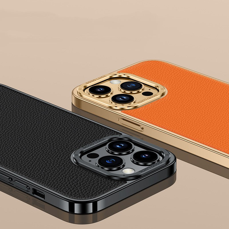 Genuine Leather Phone Case Electroplated Soft Edge — view 3