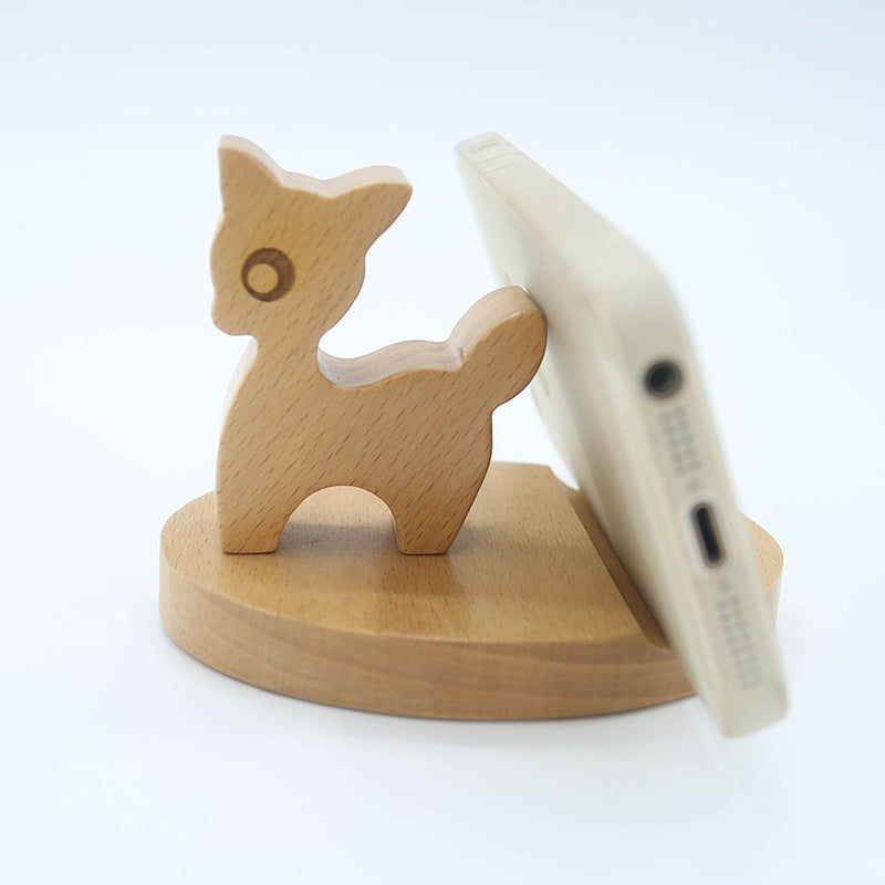 Creative Mobile Phone Toma Back with Coin Beech Wood Lazy Holder Custom — view 5