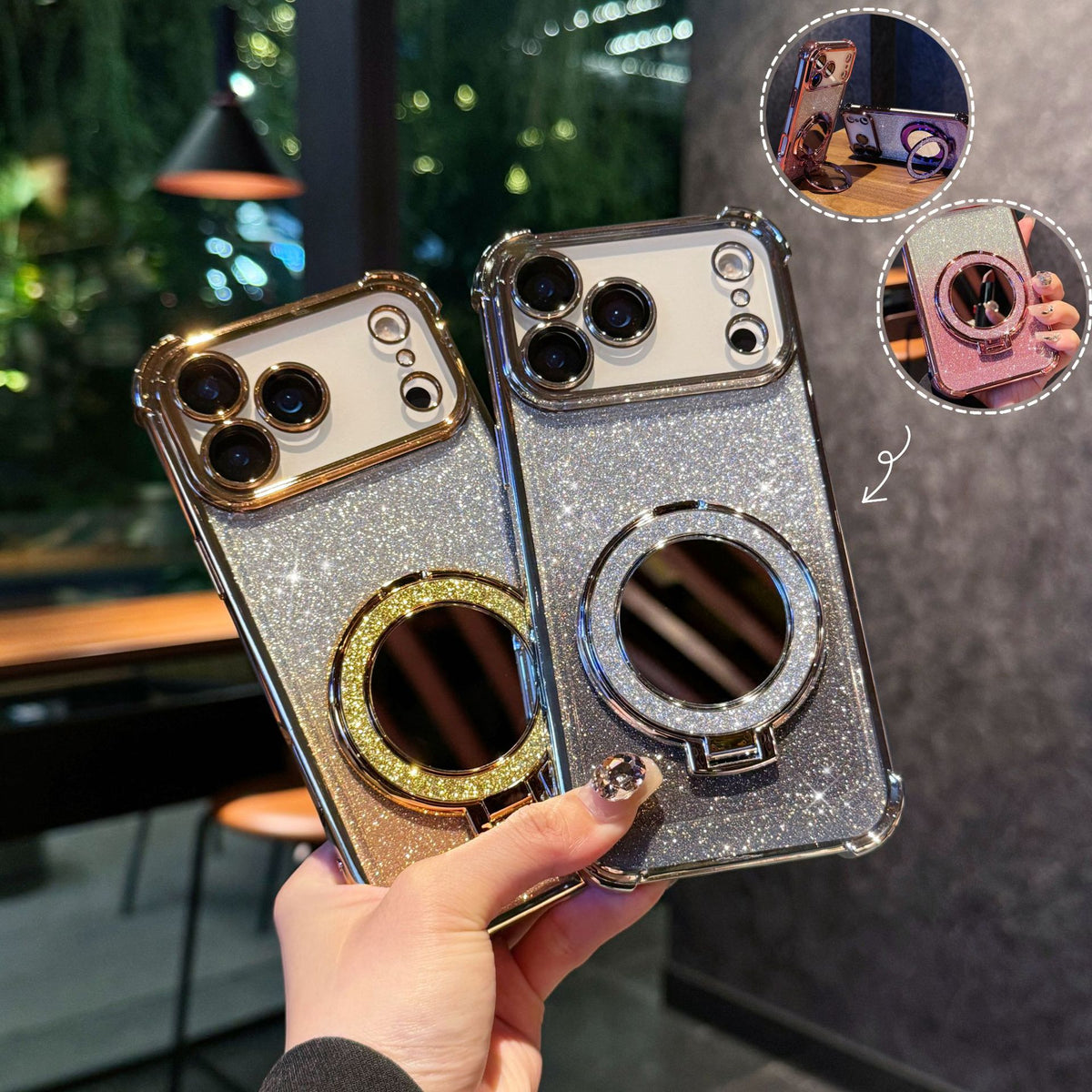 Glitter Mirror Magnetic Bracket Phone Case — view 2