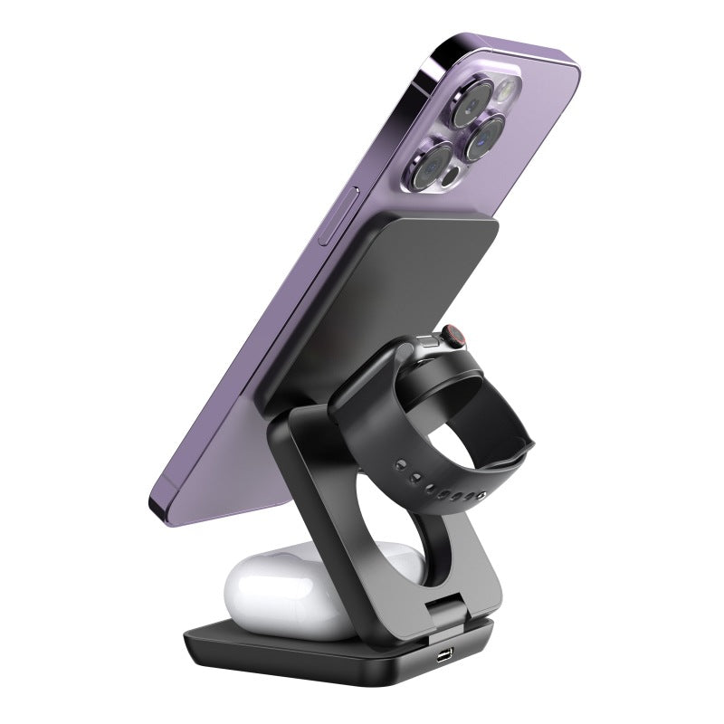 Magnetic Suction Wireless Charging and Folding Phone Holder — view 3