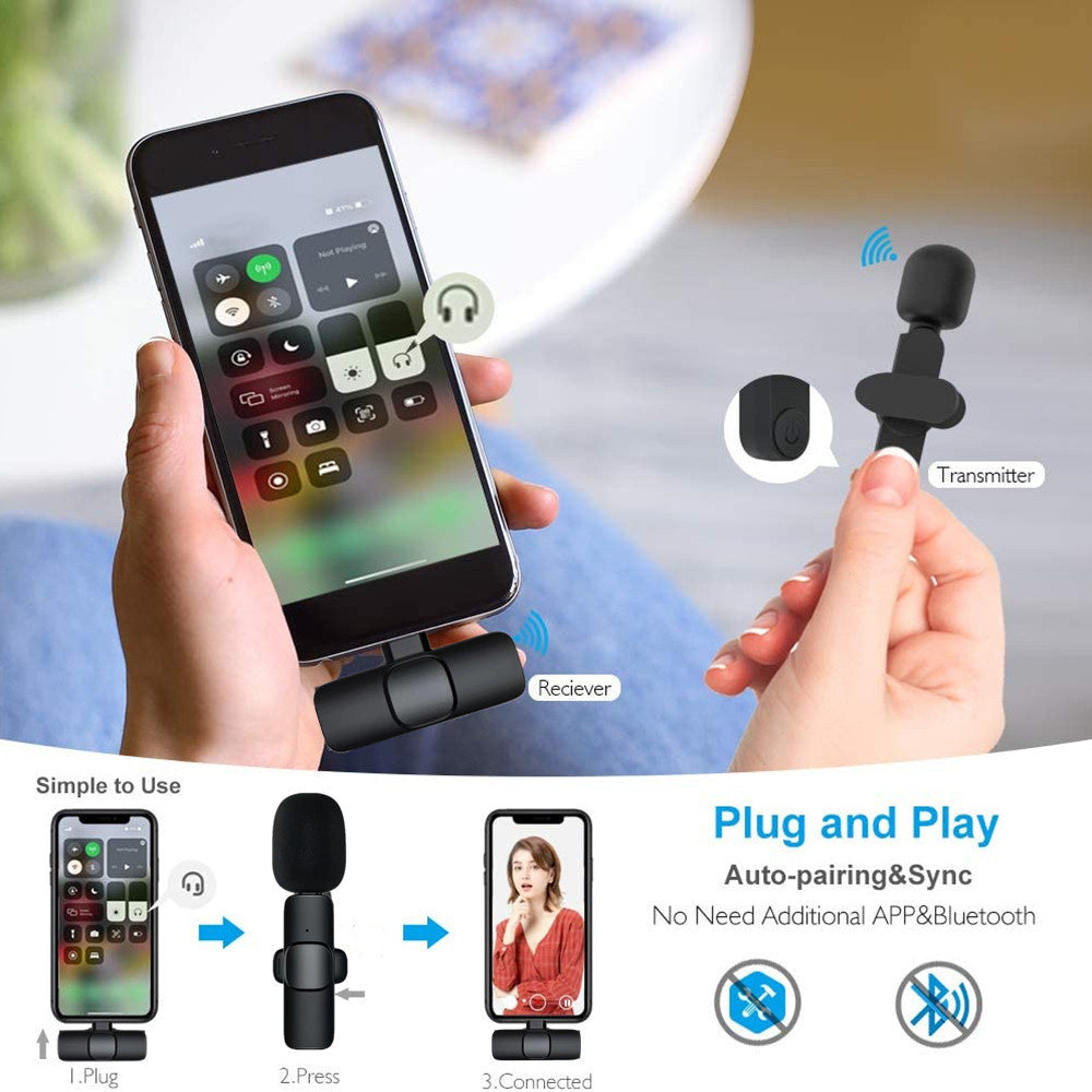 Wireless Lavalier Microphone Portable Audio Video Recording Mini Mic — view 4