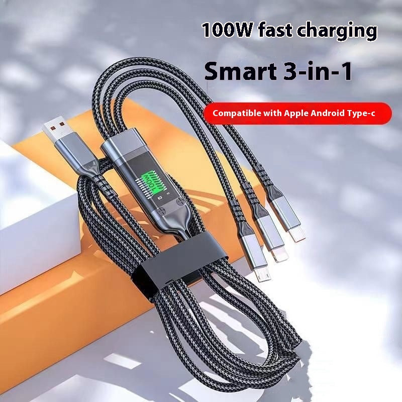 Mobile Phone Data Cable One-to-three Digital Display with Light Three-in-one — view 6