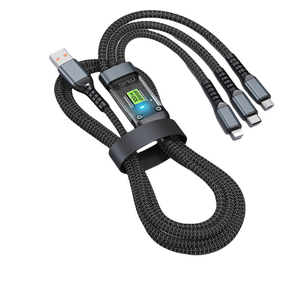 Mobile Phone Data Cable One-to-three Digital Display with Light Three-in-one — view 4