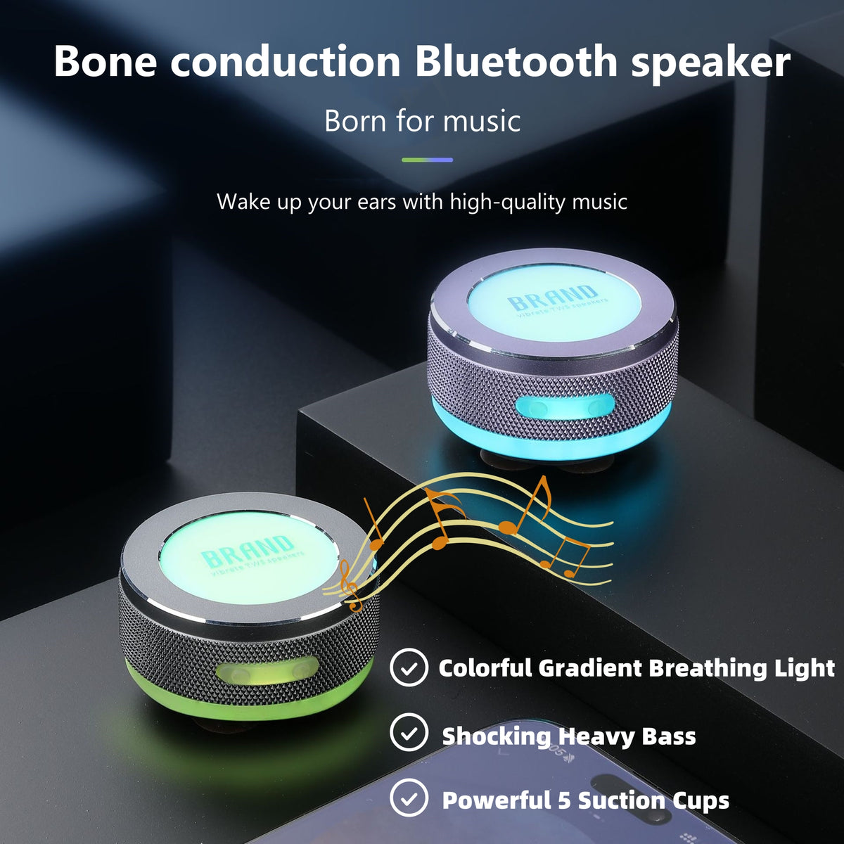 Small Wireless Bone Conduction Speakers Bluetooth Vibration Speaker with Color