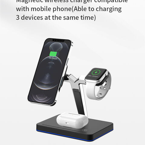 Multifunction Wireless Charging Station for Phone, Watch, and Earbuds