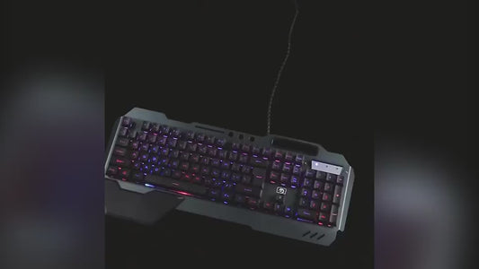 Ergonomicwired Gaming Keyboard with RGB Backlight Phone Holder