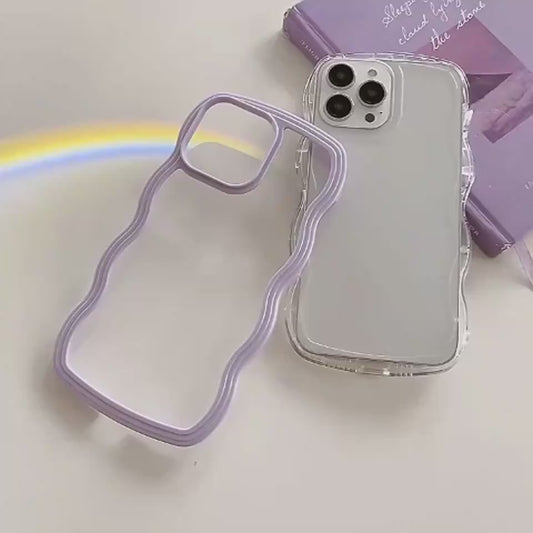 Wave Border Mobile Phone Case Solid Color Simple Candy